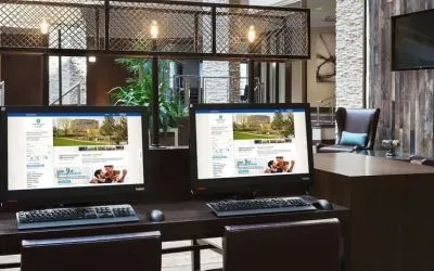 Business center at Embassy Suites By Hilton Denver Tech Center.