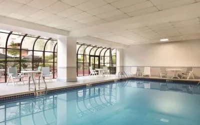 Indoor pool at Laguardia Plaza Hotel.