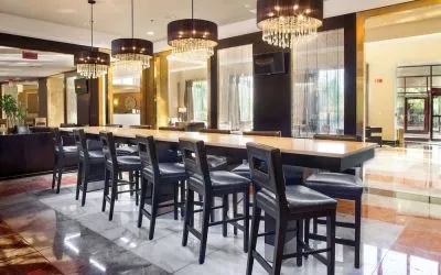Hotel bar area at Laguardia Plaza Hotel.