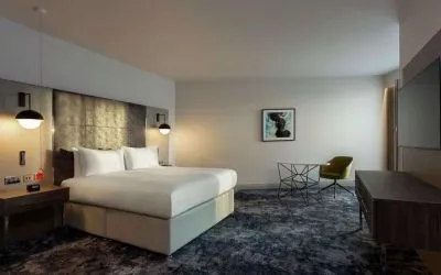 Spacious king room at Hilton Aberdeen TECA.