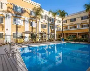 Outdoor pool area at Hotel Marguerite.