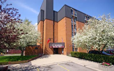 Hotel entrance at Alexandra Hotel.