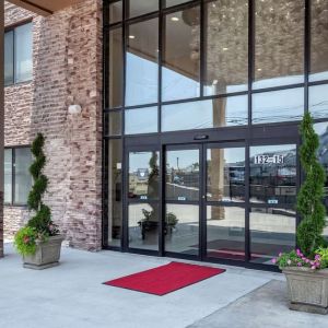 Hotel entrance at Comfort Inn JFK Airport.