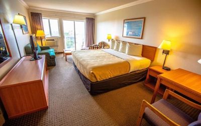 Lovely king room with natural light at Coratel Inn And Suites By Jasper Ocean Shores.
