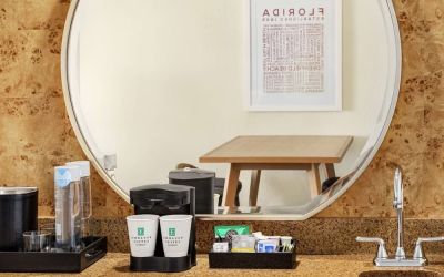 Coffee station at Embassy Suites By Hilton Deerfield Beach Resort & Spa.