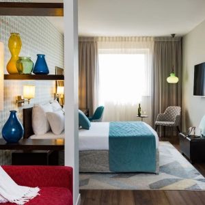 Spacious king room at Prima Royale Hotel.