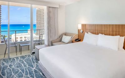 Day use room with natural light and balcony at Hyatt Place Waikiki Beach.