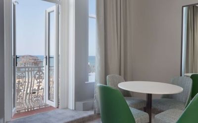 In-room workspace with beautiful view from the balcony at DoubleTree By Hilton Brighton Metropole.