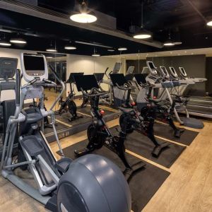Fitness center at DoubleTree By Hilton Brighton Metropole.