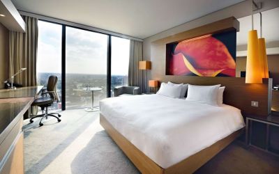 Day use room with work space at Hilton Manchester Deansgate.