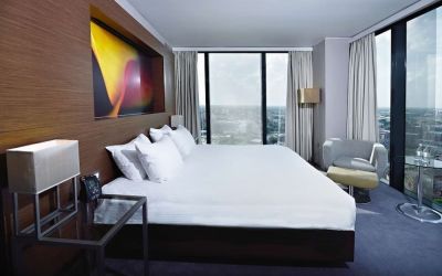 King room with city views at Hilton Manchester Deansgate.