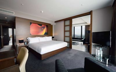 Romatic king room at Hilton Manchester Deansgate.