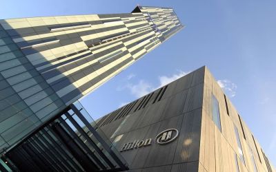 Hotel exterior at Hilton Manchester Deansgate.