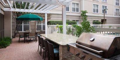 Outdoor barbeque area at Homewood Suites By Hilton Austin NW Near The Domain.