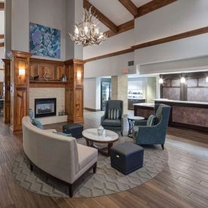 Lobby seating at Homewood Suites By Hilton Austin NW Near The Domain.