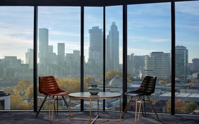 Lobby seating overlooking the city at The Westminster London, Curio Collection By Hilton.
