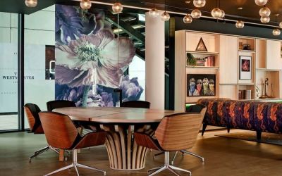 Stylish lobby at The Westminster London, Curio Collection By Hilton. 