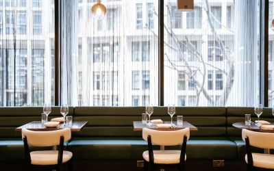 Hotel bar seating with natural light at The Westminster London, Curio Collection By Hilton.  