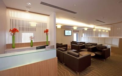 Executive lounge at Hilton London Heathrow Airport Terminal 5. 