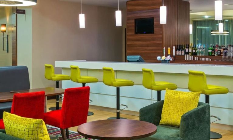 Hotel bar at Hampton By Hilton London Luton Airport.