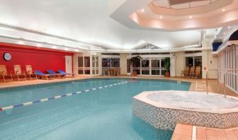 Large indoor pool at Hilton Leicester.