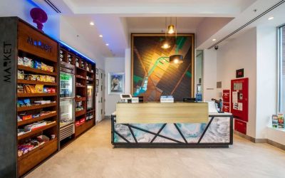 Reception and convenience store at Fairfield Inn & Suites New York Brooklyn.