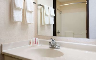 Private bathroom with shower at Baymont By Wyndham Pella.