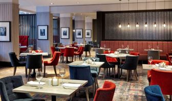 Dining area perfect for coworking at Doubletree by Hilton Glasgow Central.