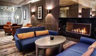 Reception and coworking lounge at Doubletree by Hilton Glasgow Central.