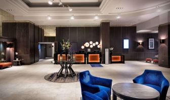 Lobby and coworking lounge at Doubletree by Hilton Glasgow Central.