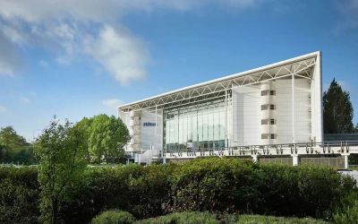 Hotel exterior at Hilton London Heathrow Airport.