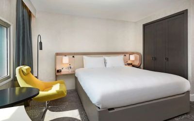 Day use room with natural light at Hilton London Heathrow Airport.