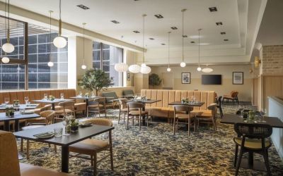 Spacious dining area perfect for coworking at Leonardo Royal Hotel Birmingham.