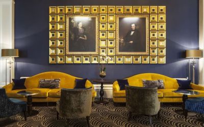 Lobby and coworking lounge at The Grand Brighton.  