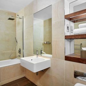 Guest bathroom at Leonardo Hotel Cardiff.