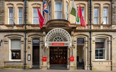 Hotel entrance at Leonardo Hotel Cardiff.