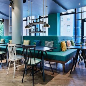 Dining area perfect for coworking at Leonardo Hotel Manchester Central.