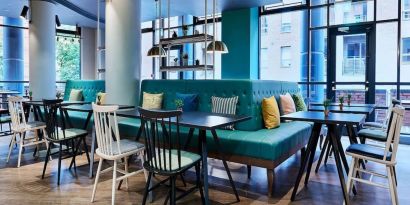 Dining area perfect for coworking at Leonardo Hotel Manchester Central.