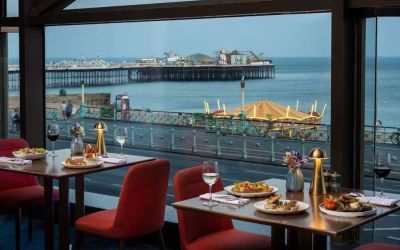 romantic dining area at Leonardo Royal Hotel Brighton Waterfront.
