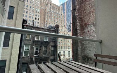 Terrace with city view at Tribeca Hotel FiDi.