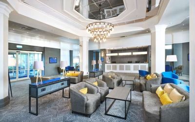 Lobby and coworking lounge at DoubleTree by Hilton Dartford Bridge.