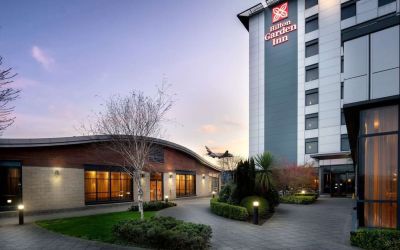 Hotel exterior at Hilton Garden Inn London Heathrow Airport.