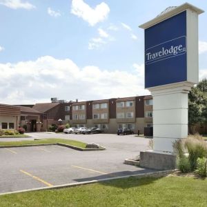 Hotel parking lot at Travelodge Ottawa East.