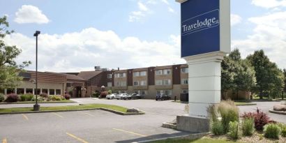 Hotel parking lot at Travelodge Ottawa East.