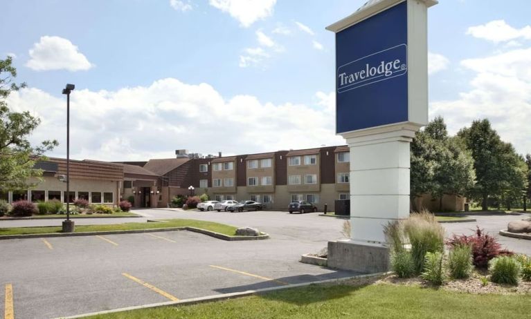 Hotel parking lot at Travelodge Ottawa East.