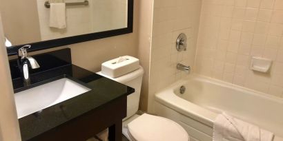 Guest bathroom at Travelodge Ottawa East.