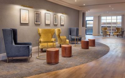 Lobby and coworking lounge at DoubleTree By Hilton Stoke On Trent.