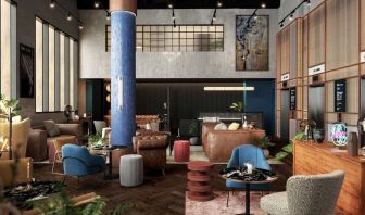 Lobby and coworking lounge at The Gantry London, Curio Collection By Hilton.