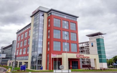 Hotel exterior at Hilton Garden Inn Birmingham Airport.