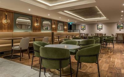 Hotel bar and comfortable lounge area at Hilton London Watford.
